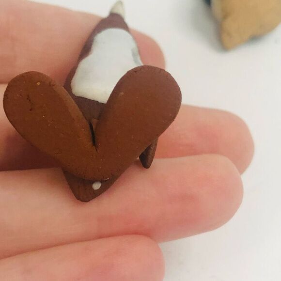 handmade handcrafted clay pottery penguins brown and black glazed 2.5 3 inch - Picture 9 of 12